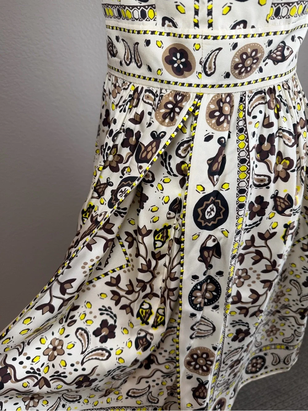 Tory Burch Pisces Dream Print Silk Dress Ivory Floral Luxury Designer Size 2